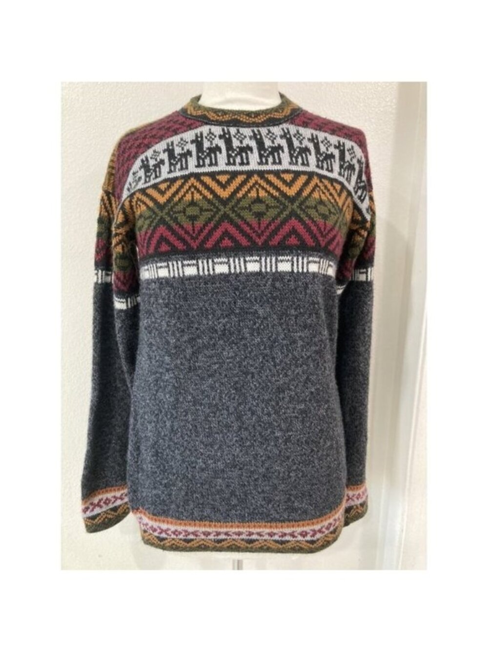 Aylins Peru Alpaca Wool Sweater M Fair Isle Nordic Andean Boho Folk Artisan Knit
